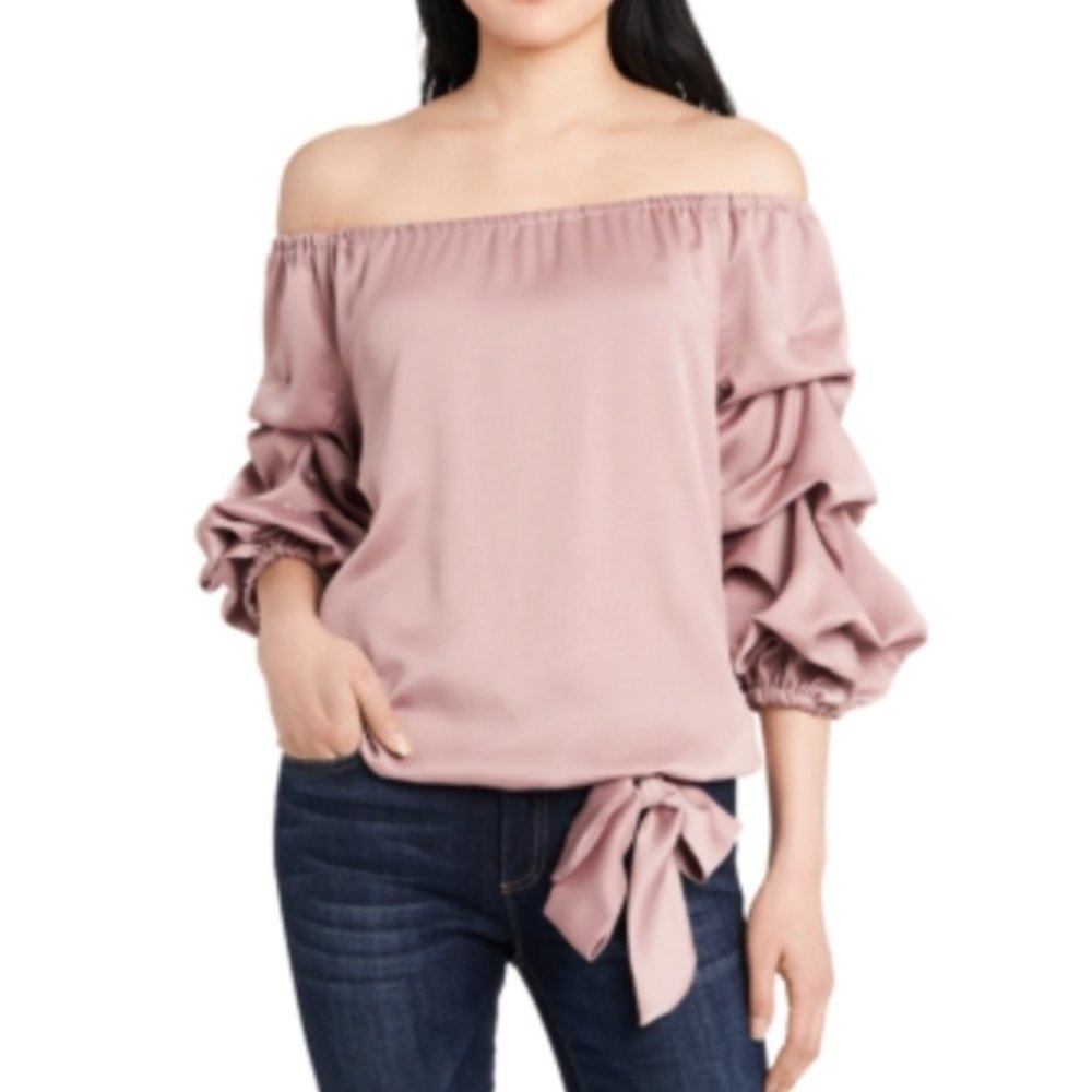 MSK Off-The-Shoulder Pink Puff Sleeve Top Size M